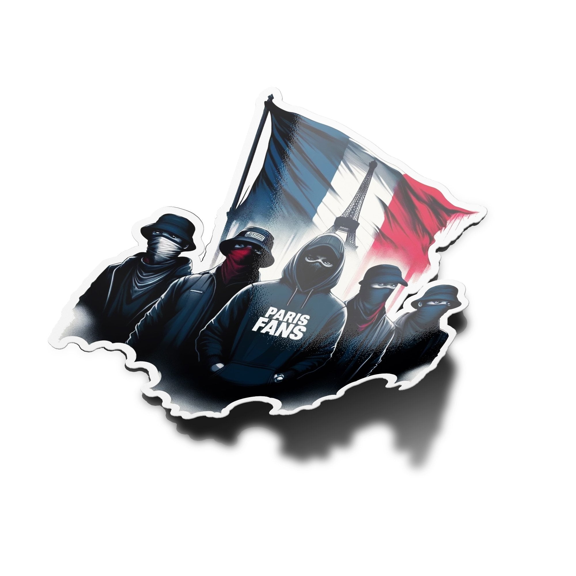 Sticker Vinyle PARIS FANS - Supporters Ultras PSG avec Drapeau France et Tour Eiffel - Résistant Eau & UV