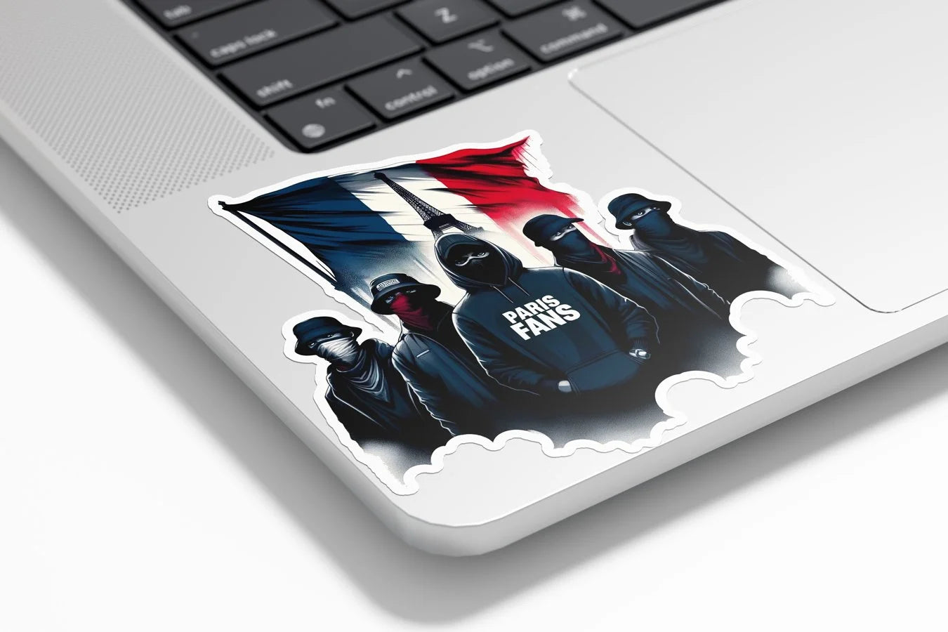 Sticker Vinyle PARIS FANS - Supporters Ultras PSG avec Drapeau France et Tour Eiffel - Résistant Eau & UV