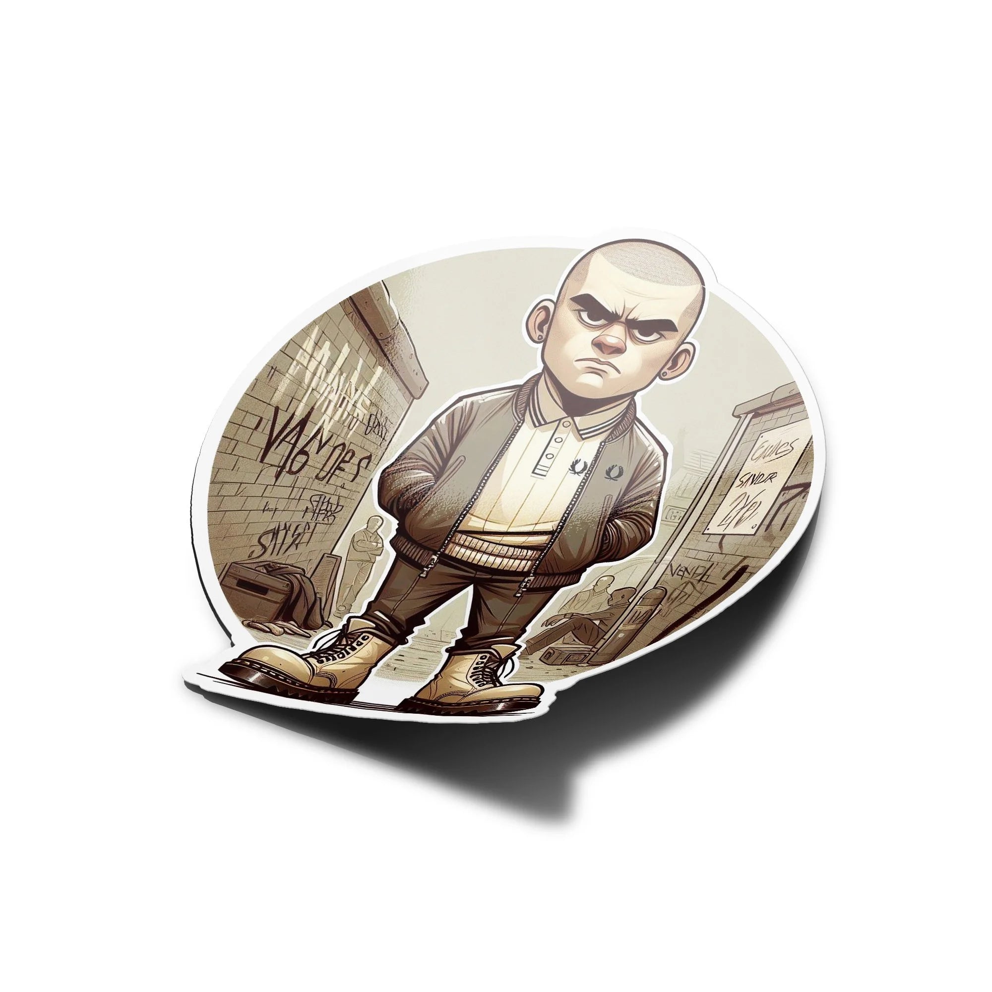 Sticker Skinhead 'Guardian de la Rue' - Autocollant Vinyle Premium Étanche & UV