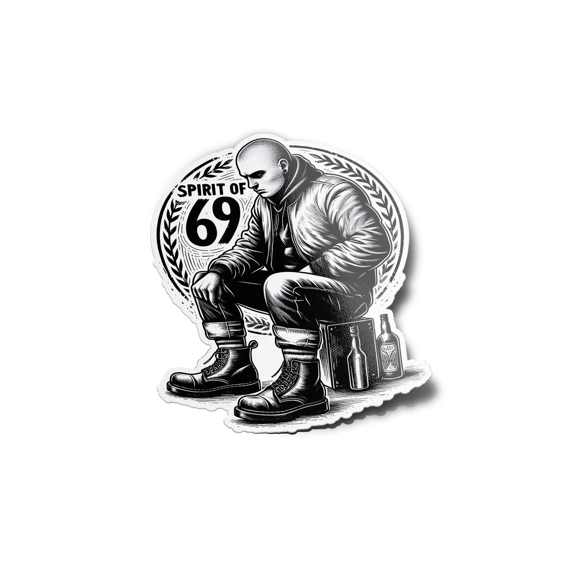Sticker 'Spirit of 69' - Skinhead Sharp, Anti-Racisme, Trojan Ska Soul culture Résistant Assis