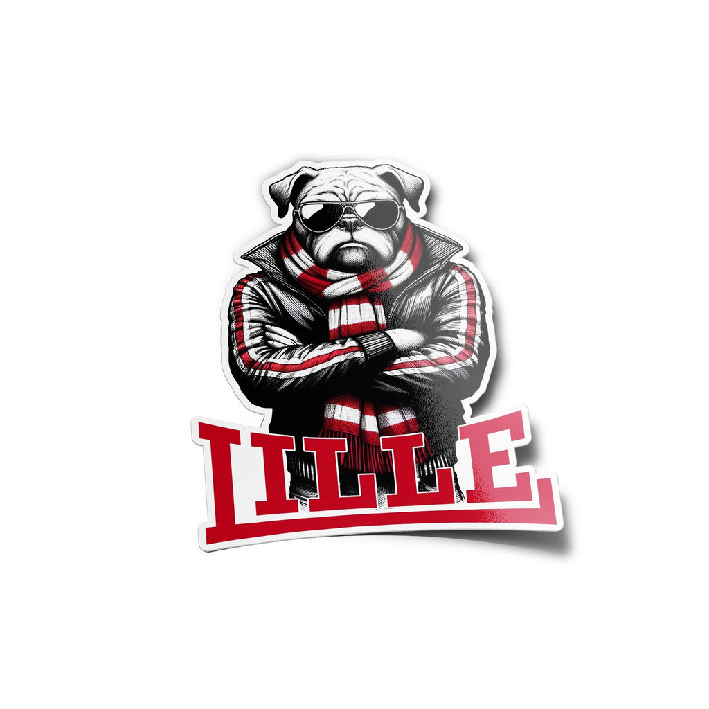 Sticker ultras fans Bouledogue LOSC - Supporter Lille dogues , Vinyle Résistant Eau & UV