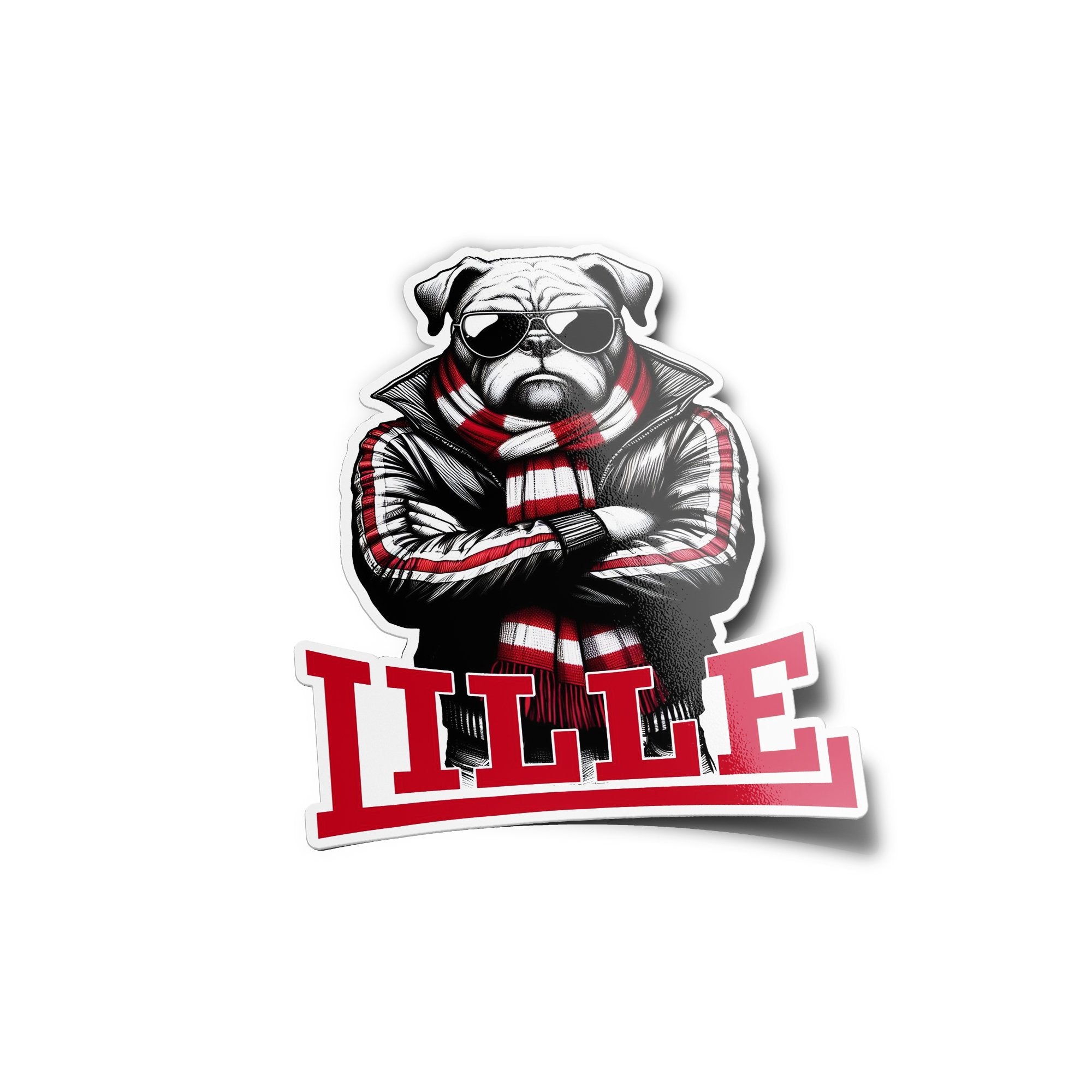 Sticker ultras fans Bouledogue LOSC - Supporter Lille dogues , Vinyle Résistant Eau & UV