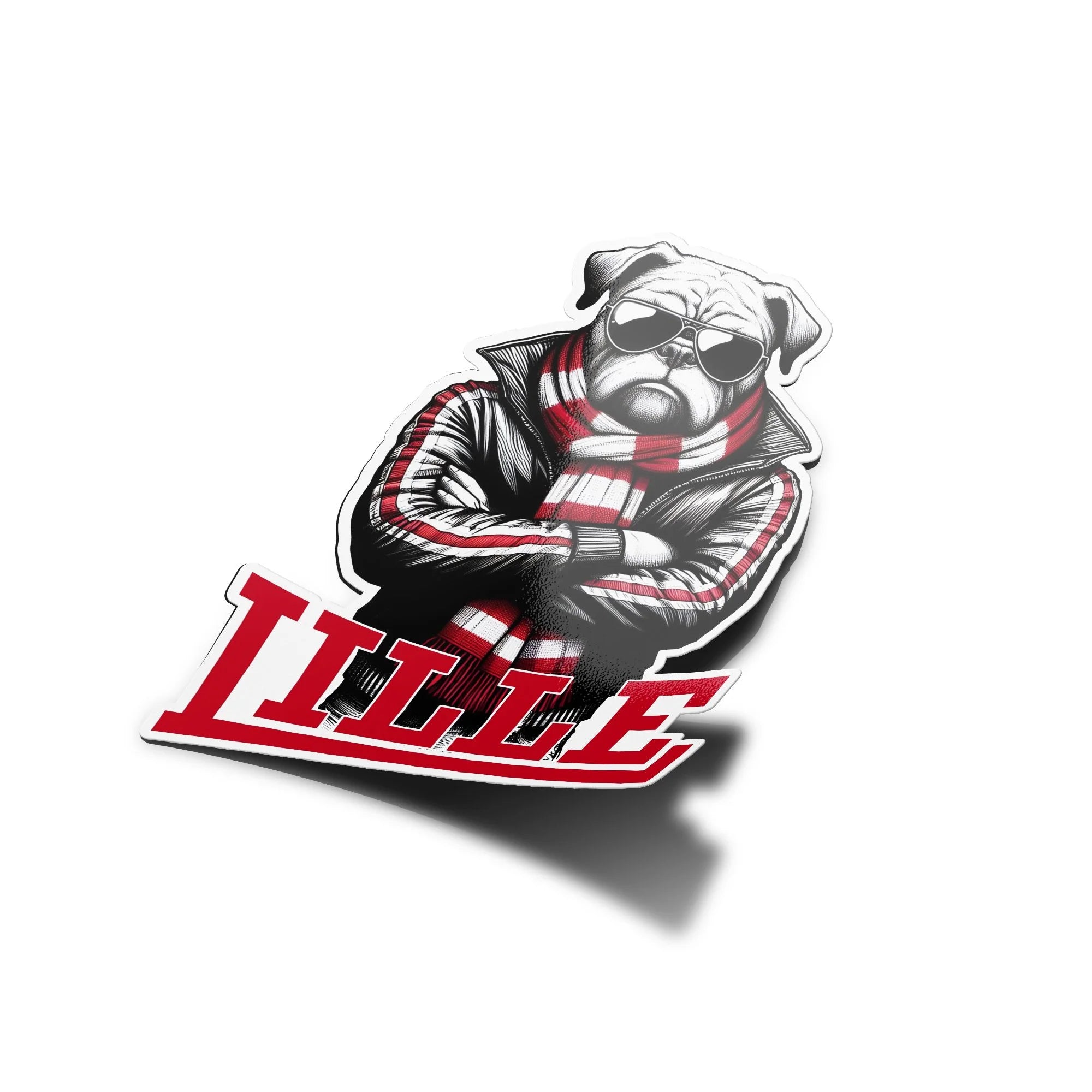 Sticker ultras fans Bouledogue LOSC - Supporter Lille dogues , Vinyle Résistant Eau & UV