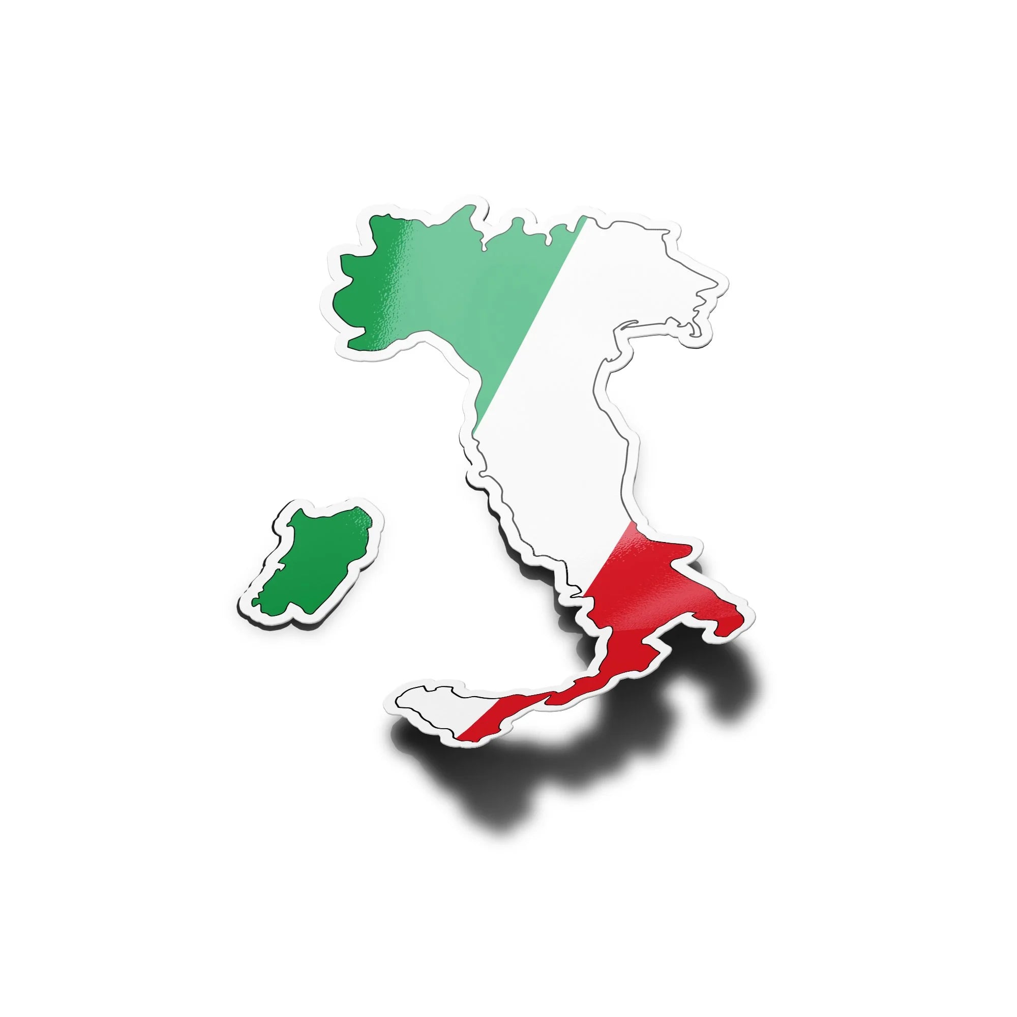 Sticker vinyle carte d'Italie | Autocollant drapeau italien vert blanc rouge | Résistant eau et UV
