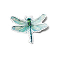 Sticker vinyle Libellule aquarelle | Autocollant insecte vert bleu résistant eau et UV | Découpe à la forme