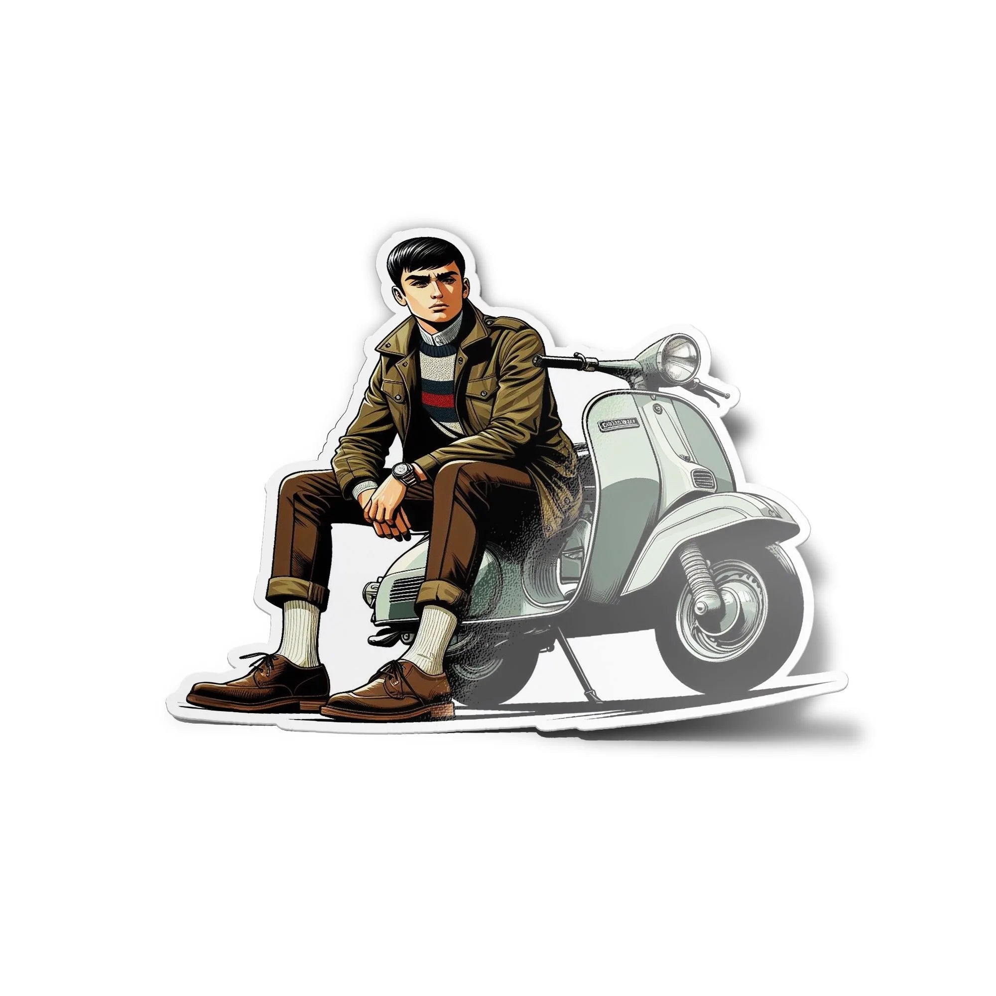 Sticker Élégant Mod sur Vespa - Vinyle Haute Résistance Eau & UV, Style Rétro Italien