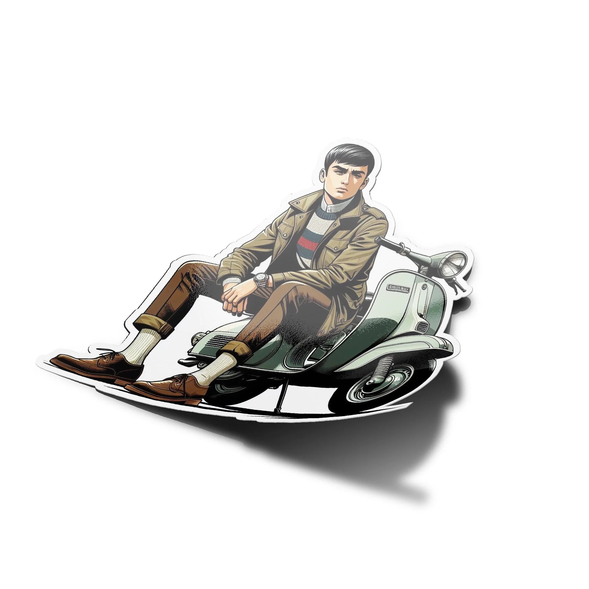 Sticker Élégant Mod sur Vespa - Vinyle Haute Résistance Eau & UV, Style Rétro Italien