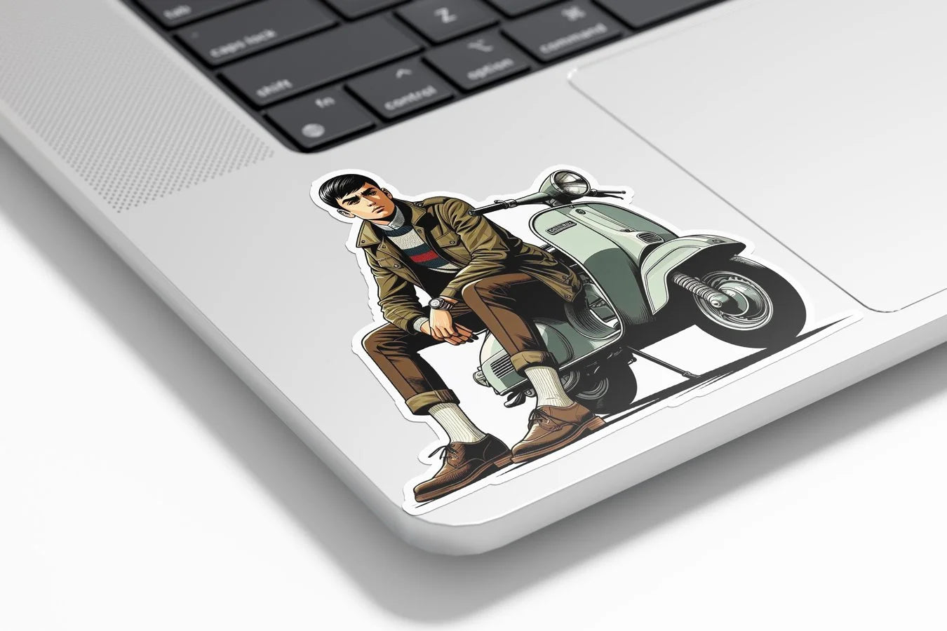 Sticker Élégant Mod sur Vespa - Vinyle Haute Résistance Eau & UV, Style Rétro Italien