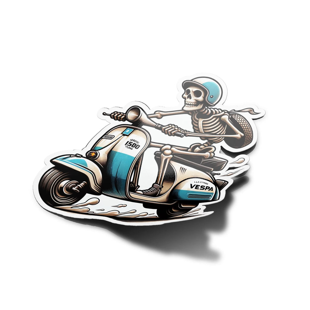 AUTOCOLLANTS STICKERS Skeleton Vespa Playful Riding Scooter Vintage Italian Scootering Old-School Decal Motorcycle GTS 1