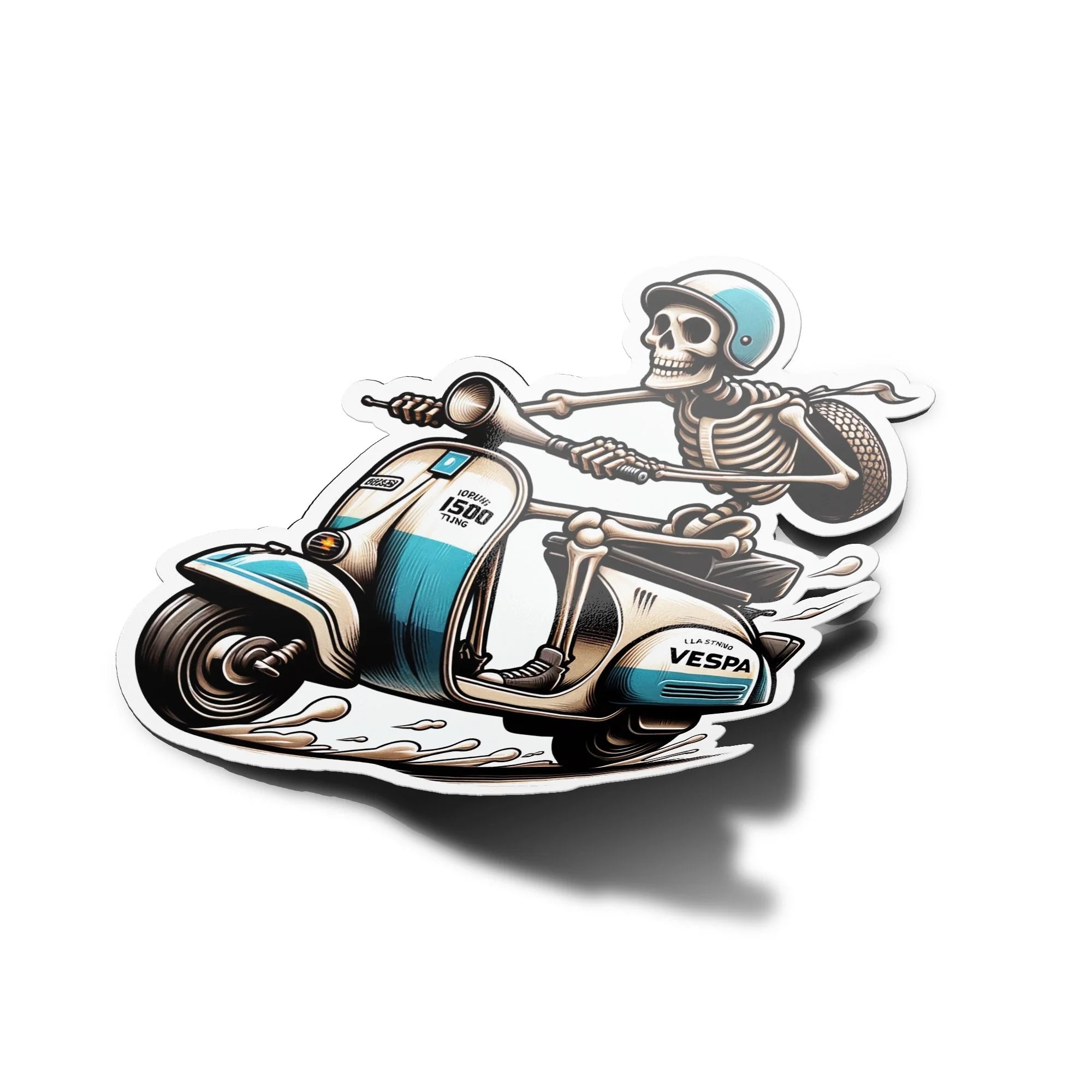 AUTOCOLLANTS STICKERS Skeleton Vespa Playful Riding Scooter Vintage Italian Scootering Old-School Decal Motorcycle GTS 1