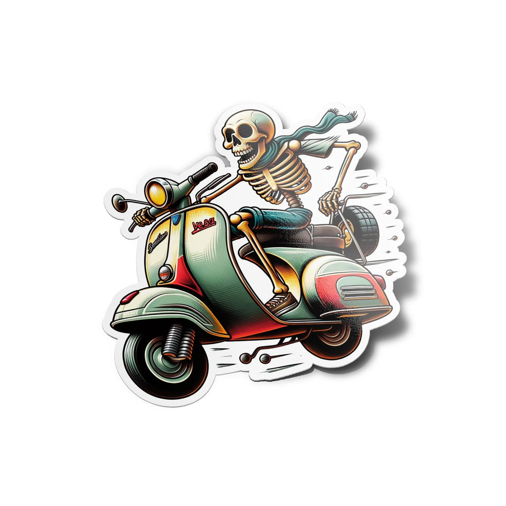 AUTOCOLLANTS STICKERS Skeleton Vespa Playful Riding Scooter Vintage Italian Scootering Old-School Decal Motorcycle GTS 1