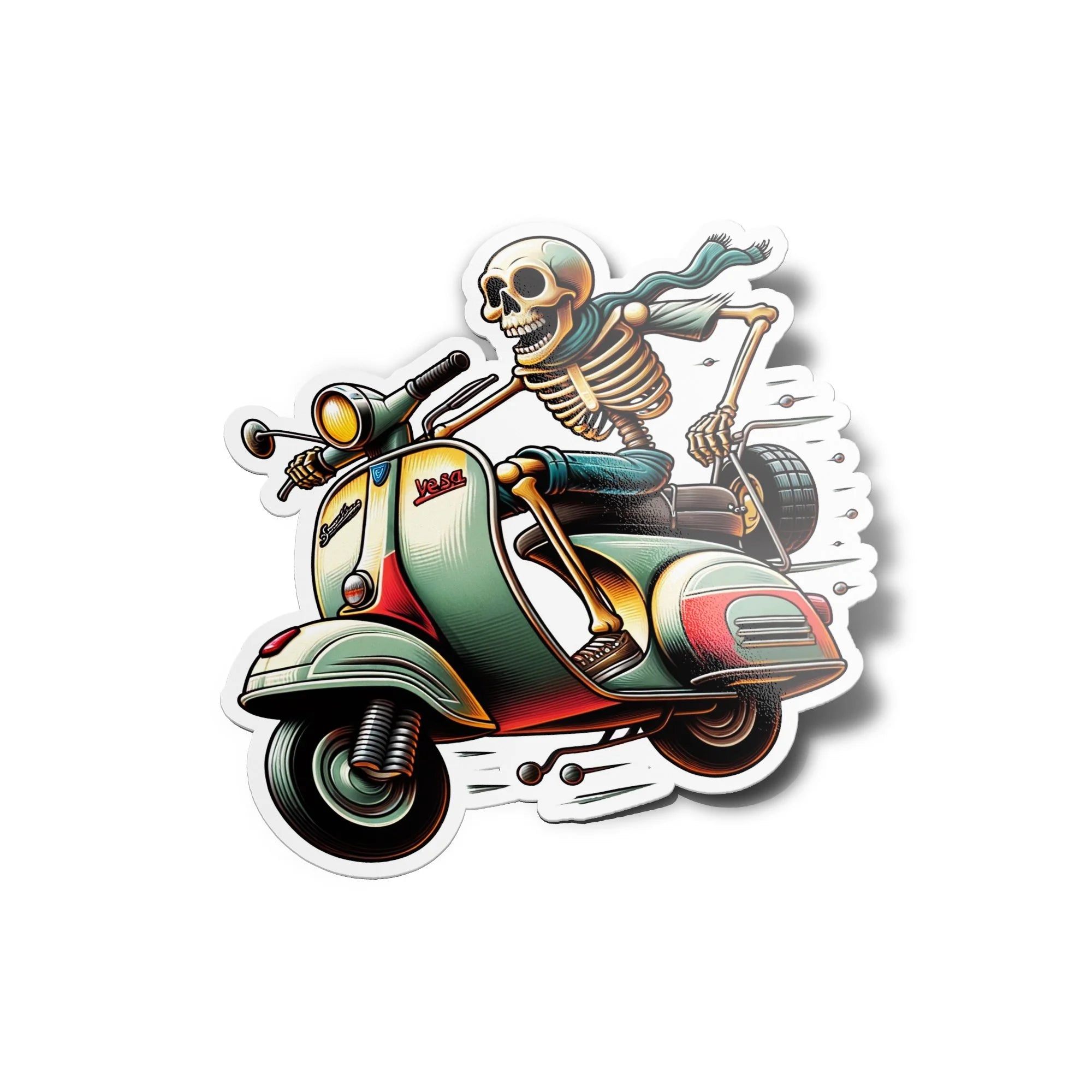 AUTOCOLLANTS STICKERS Skeleton Vespa Playful Riding Scooter Vintage Italian Scootering Old-School Decal Motorcycle GTS 1