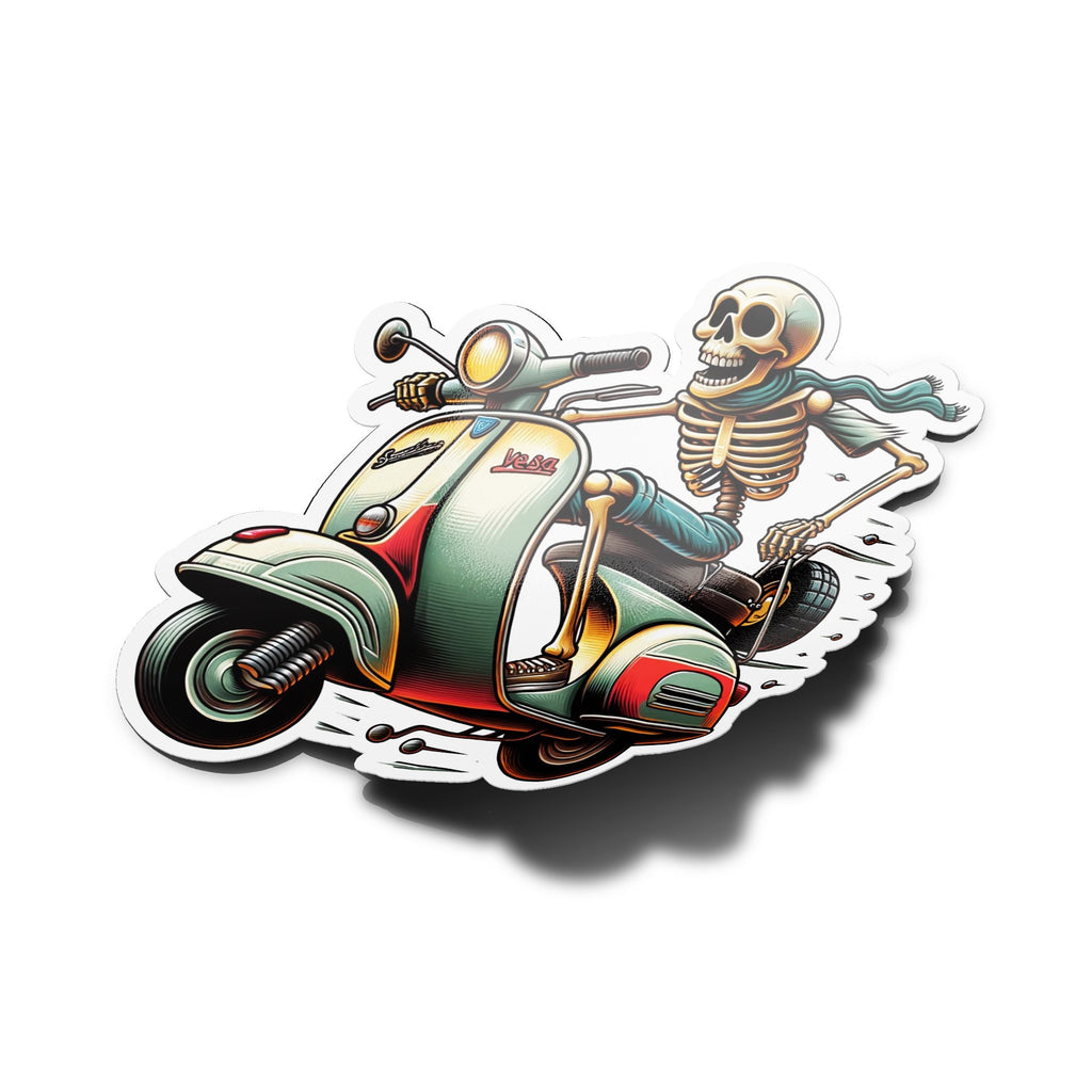 AUTOCOLLANTS STICKERS Skeleton Vespa Playful Riding Scooter Vintage Italian Scootering Old-School Decal Motorcycle GTS 1