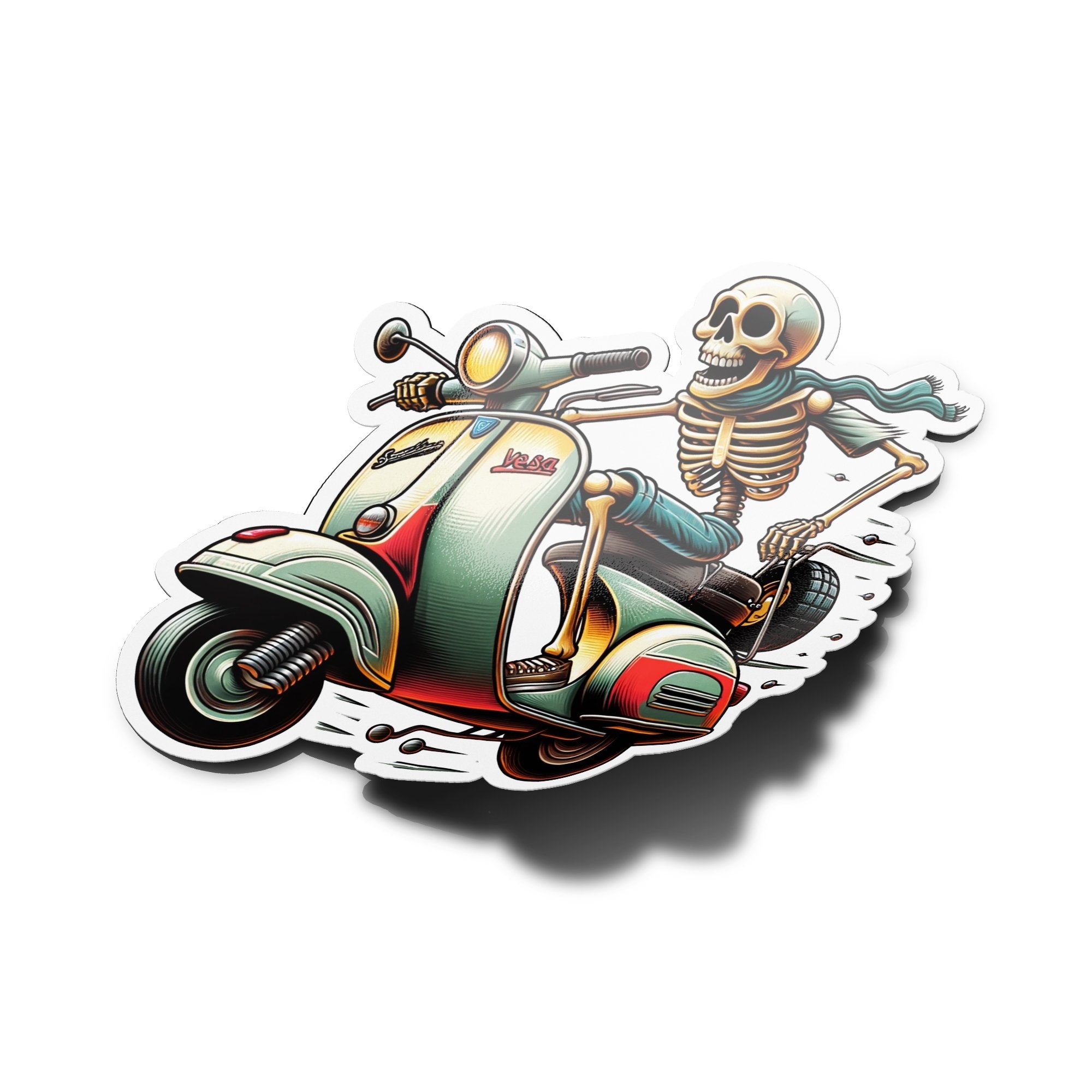 AUTOCOLLANTS STICKERS Skeleton Vespa Playful Riding Scooter Vintage Italian Scootering Old-School Decal Motorcycle GTS 1