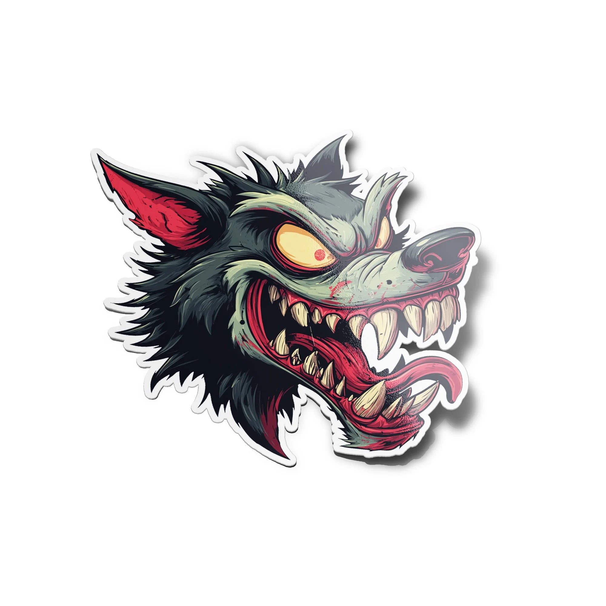 Sticker Vinyle Loup Enragé Cartoon Résistant Eau & UV