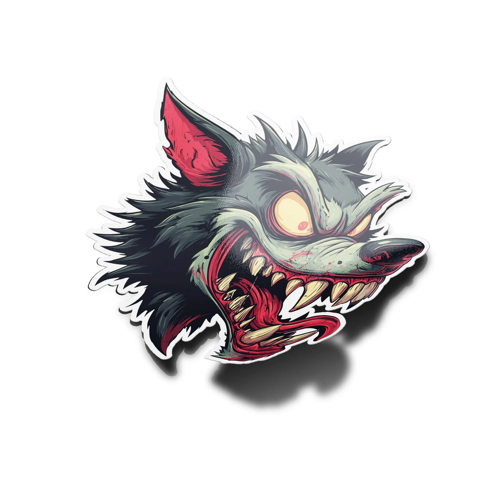 Sticker Vinyle Loup Enragé Cartoon Résistant Eau & UV