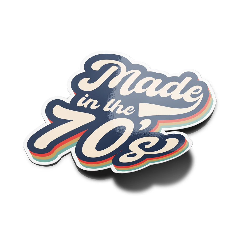 Sticker Vinyle "Made in the 70's" - Autocollant Rétro Années 70 - Découpe Personnalisée, Résistant Eau & UV