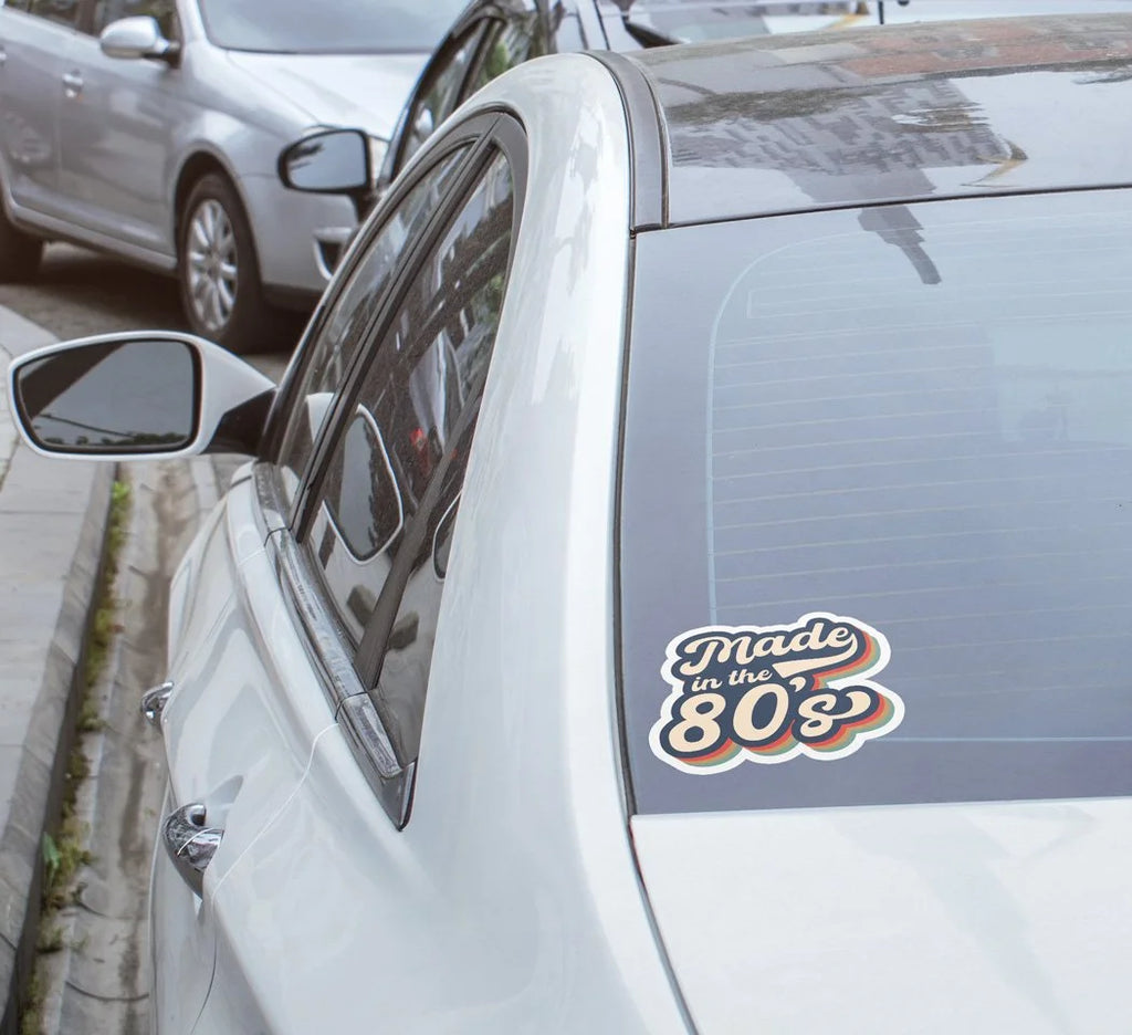 Sticker Vinyle "Made in the 80's" - Autocollant Rétro Années 80 - Découpe Personnalisée, Résistant Eau & UV
