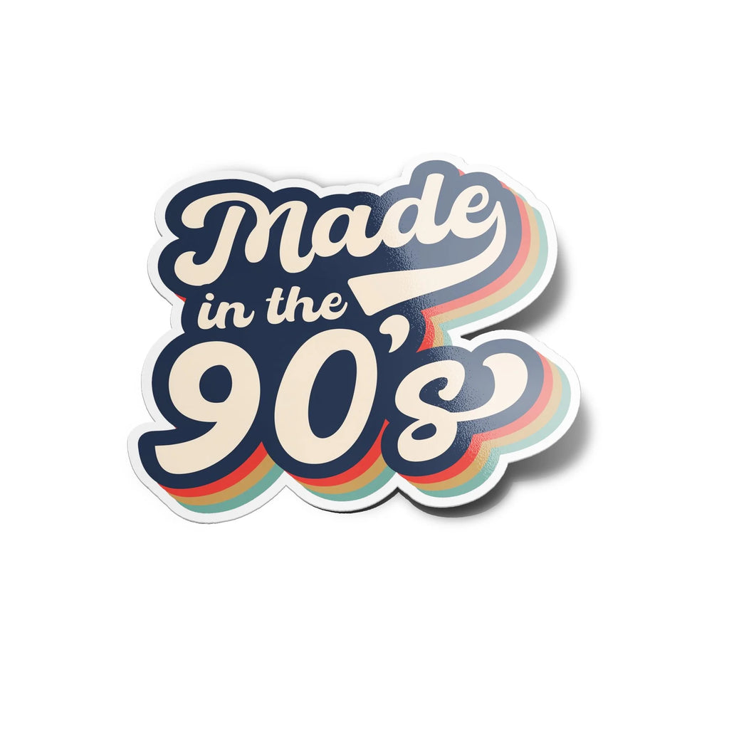 Sticker Vinyle "Made in the 90's" - Autocollant Rétro Années 90 - Découpe Personnalisée, Résistant Eau & UV