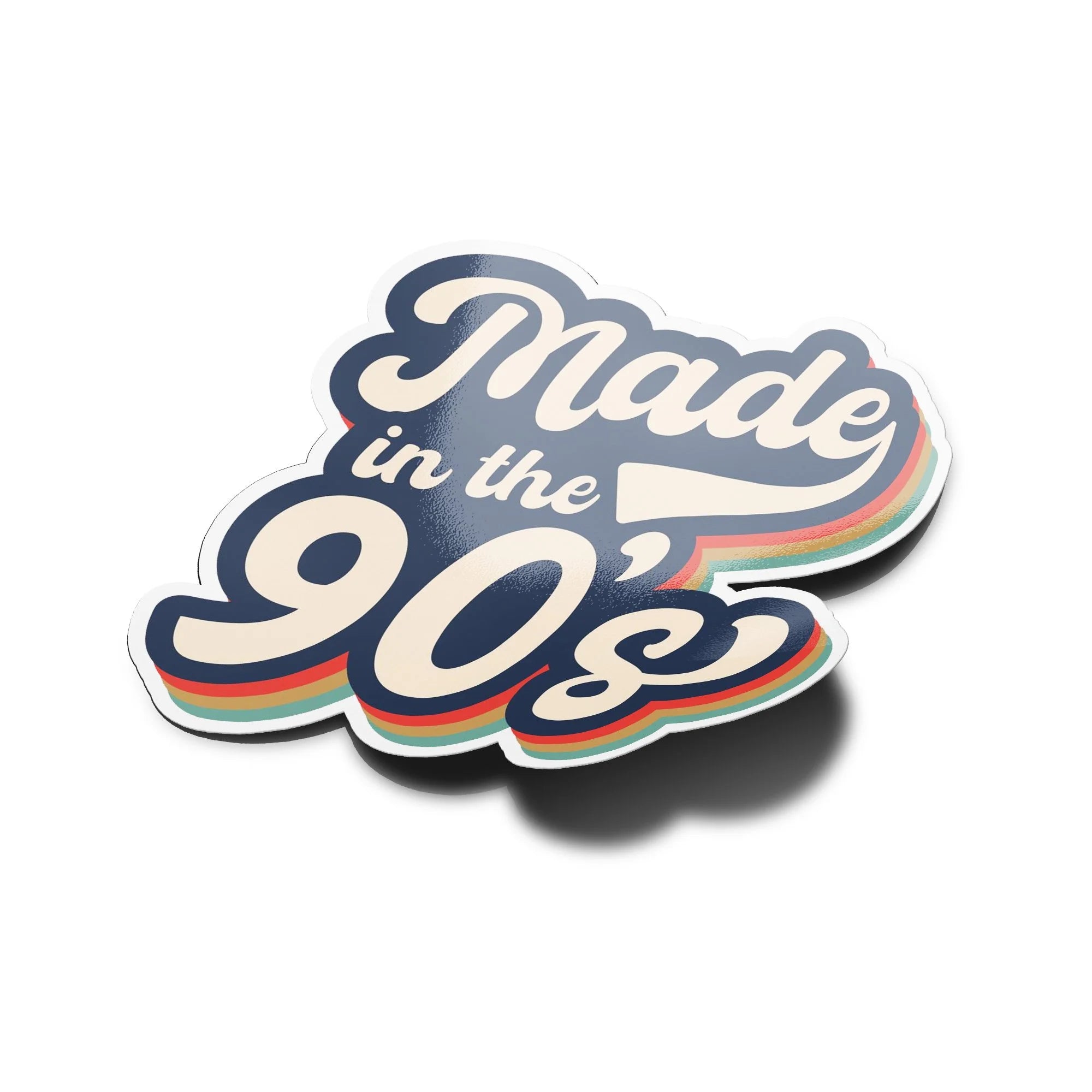 Sticker Vinyle "Made in the 90's" - Autocollant Rétro Années 90 - Découpe Personnalisée, Résistant Eau & UV