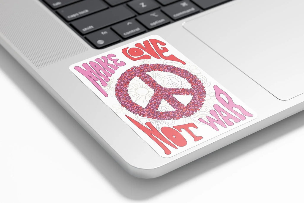 Sticker Vinyle "Make Love Not War" – Design Hippie & Paix