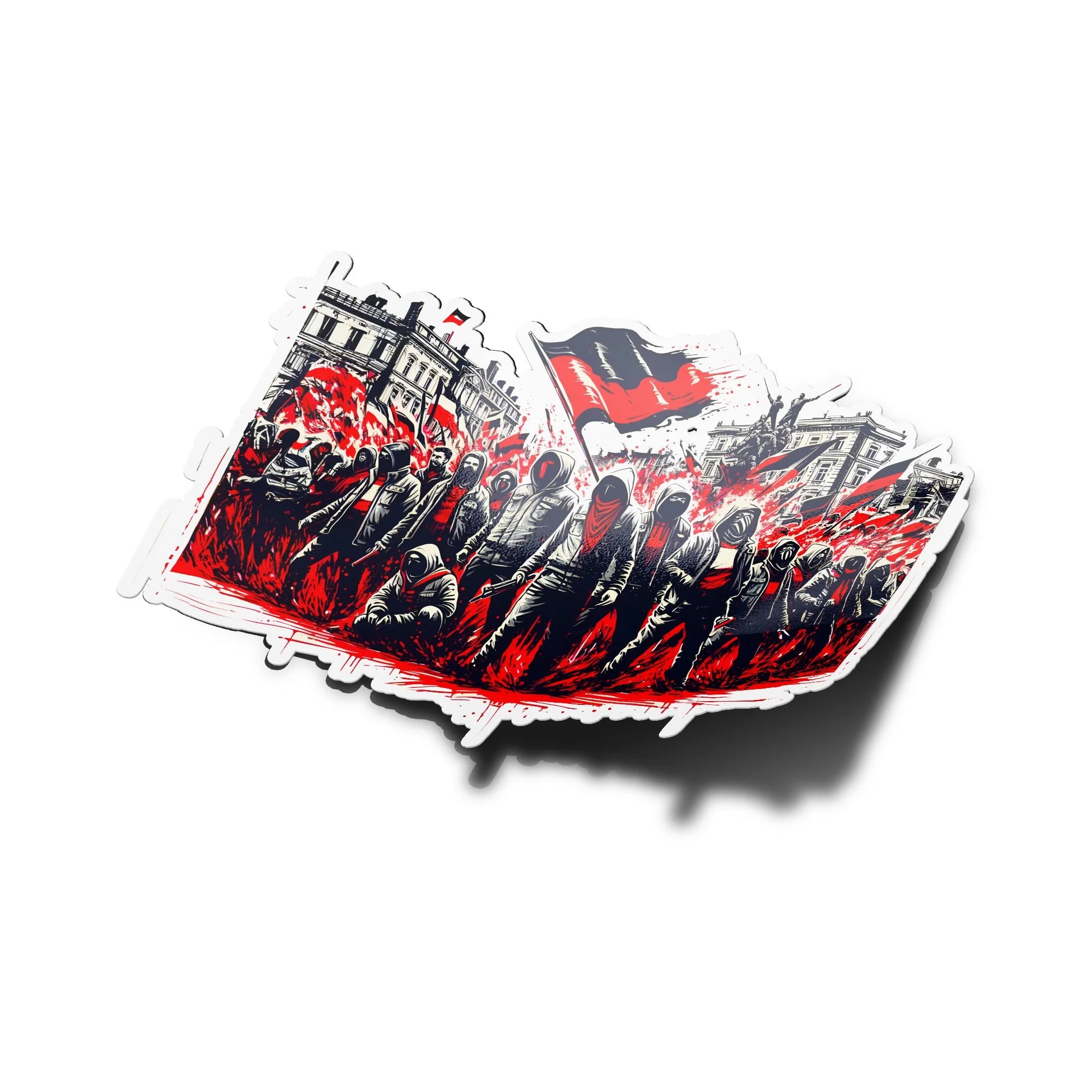 Sticker Vinyle Esprit Révolution Parisienne - Rouge & Noir, Résistant à l'Eau/UV, Symbole de Mouvement Manifestation