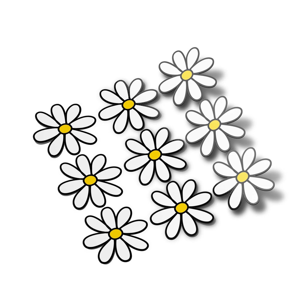 Lot de 10 Stickers Vinyle Marguerites Blanches Fleurs - Résistant à l'eau et aux UV - Découpé à la Forme