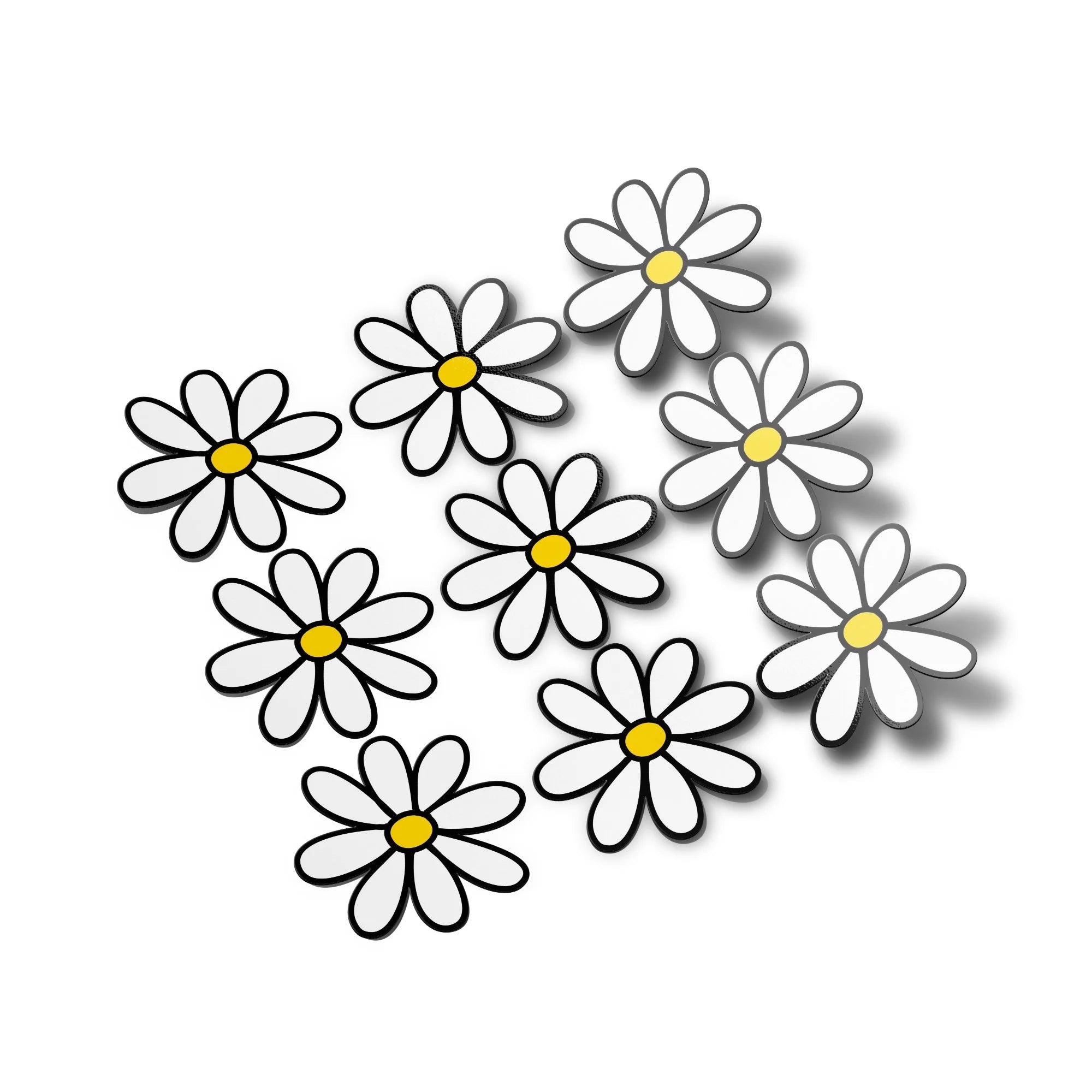 Lot de 10 Stickers Vinyle Marguerites Blanches Fleurs - Résistant à l'eau et aux UV - Découpé à la Forme