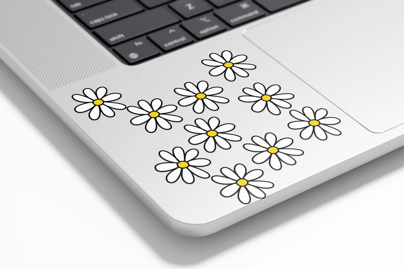 Lot de 10 Stickers Vinyle Marguerites Blanches Fleurs - Résistant à l'eau et aux UV - Découpé à la Forme