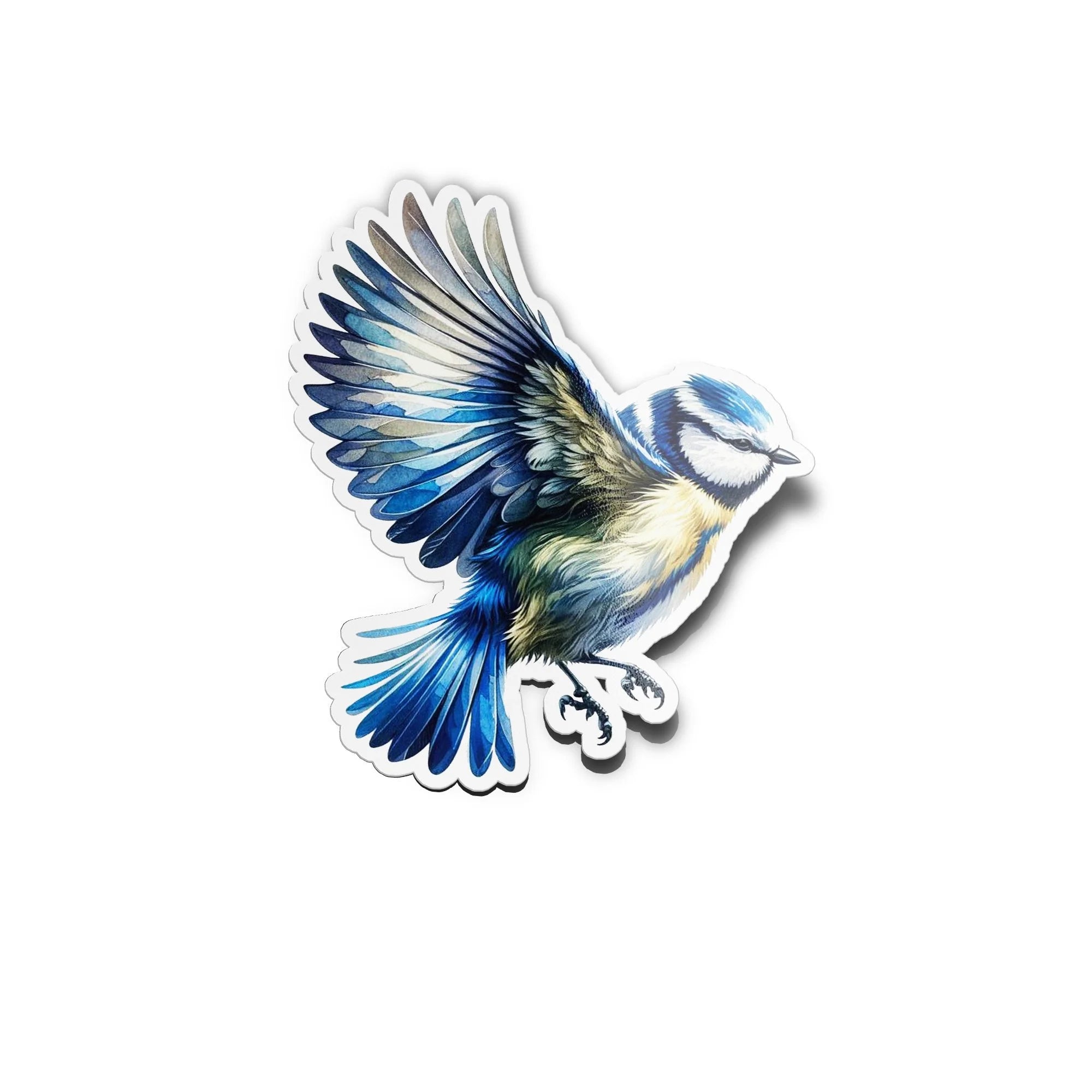 Sticker Mésange Bleue en vol – Vinyle Haut de Gamme, Résistant et Décoratif Oiseau