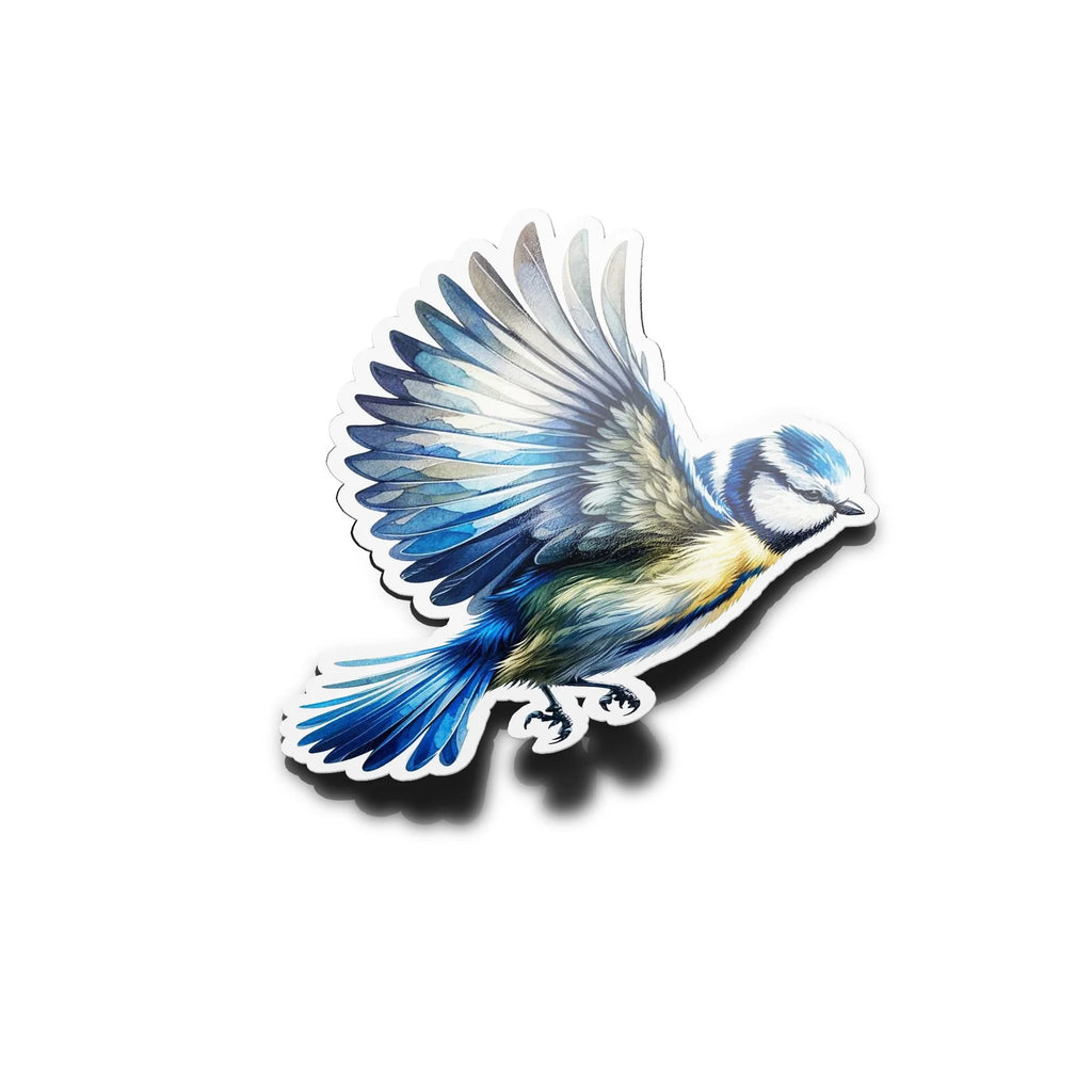 Sticker Mésange Bleue en vol – Vinyle Haut de Gamme, Résistant et Décoratif Oiseau