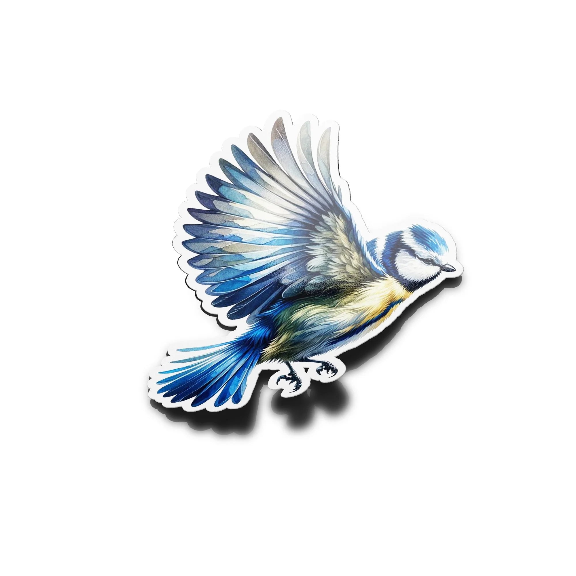 Sticker Mésange Bleue en vol – Vinyle Haut de Gamme, Résistant et Décoratif Oiseau