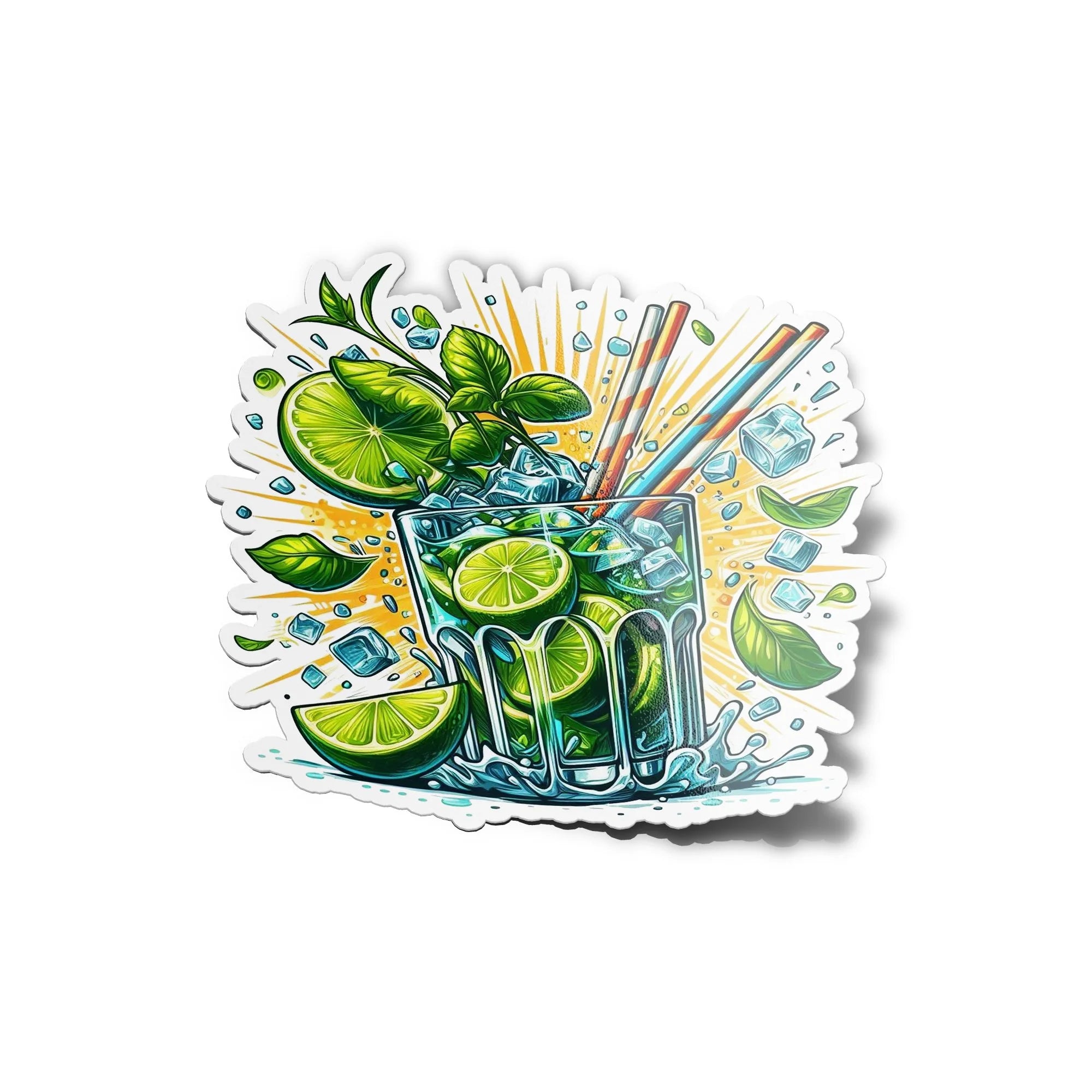 Sticker Mojito Cocktail Fun Menthe Citron & Glaçons - Vinyle Résistant et Durable