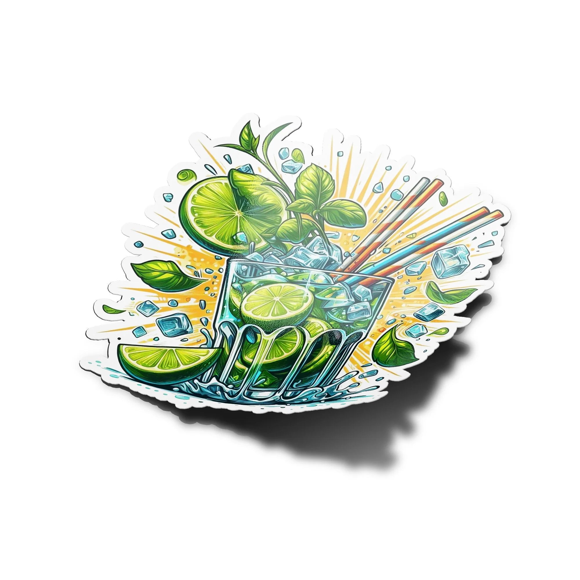 Sticker Mojito Cocktail Fun Menthe Citron & Glaçons - Vinyle Résistant et Durable
