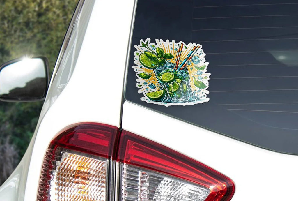 Sticker Mojito Cocktail Fun Menthe Citron & Glaçons - Vinyle Résistant et Durable