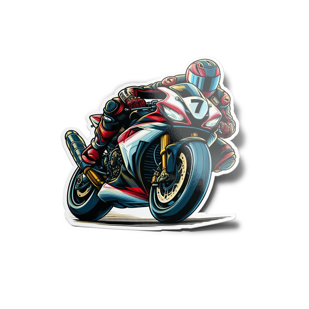 Sticker Vinyle – 'Moto GP Racing' Pilote sur Circuit Compétition – Résistant UV et Eau