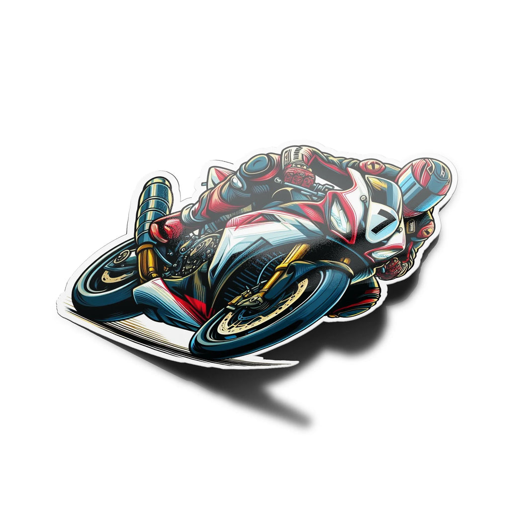 Sticker Vinyle – 'Moto GP Racing' Pilote sur Circuit Compétition – Résistant UV et Eau