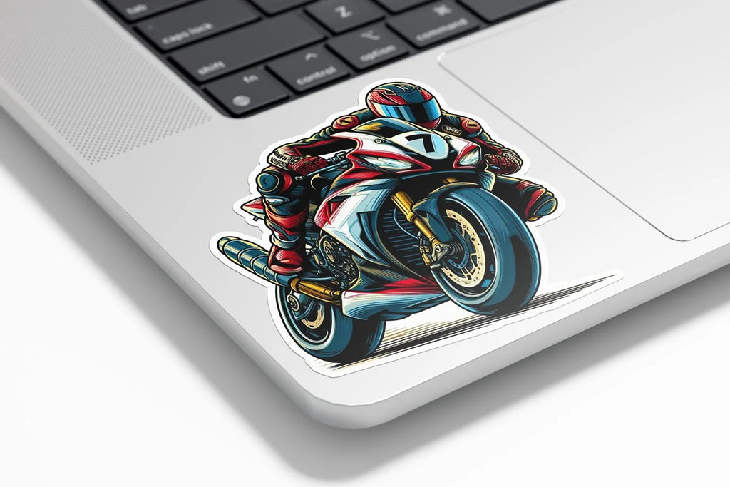 Sticker Vinyle – 'Moto GP Racing' Pilote sur Circuit Compétition – Résistant UV et Eau
