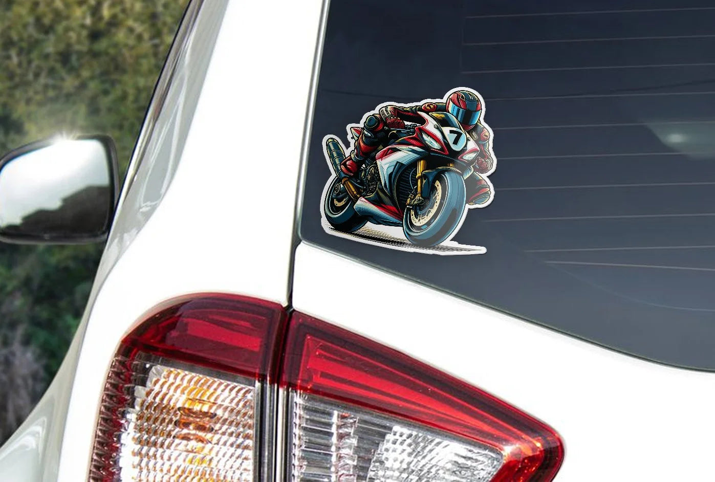 Sticker Vinyle – 'Moto GP Racing' Pilote sur Circuit Compétition – Résistant UV et Eau