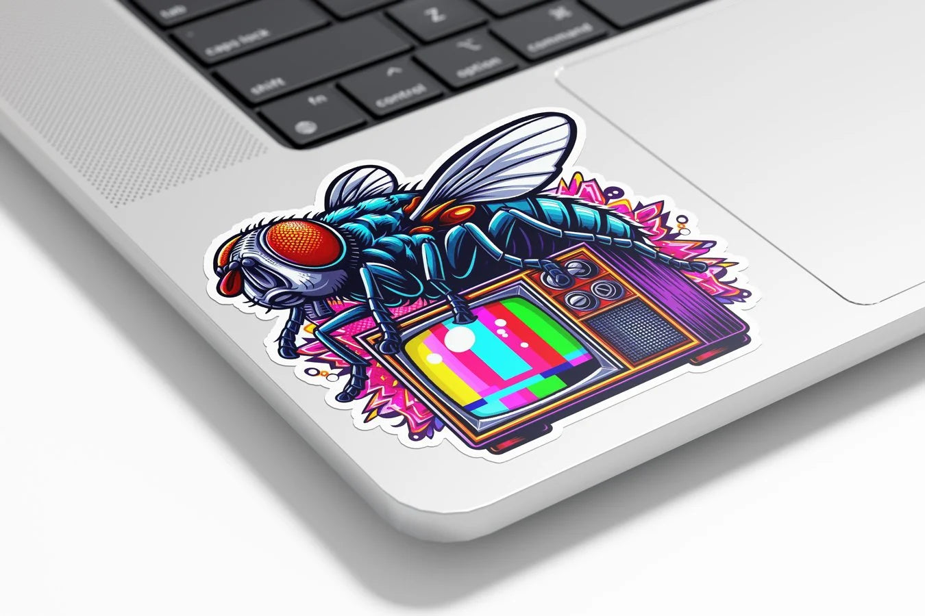 Sticker Vinyle 'TV is Shit' Pop Art Mouche & TV No Signal – Résistant UV et Eau