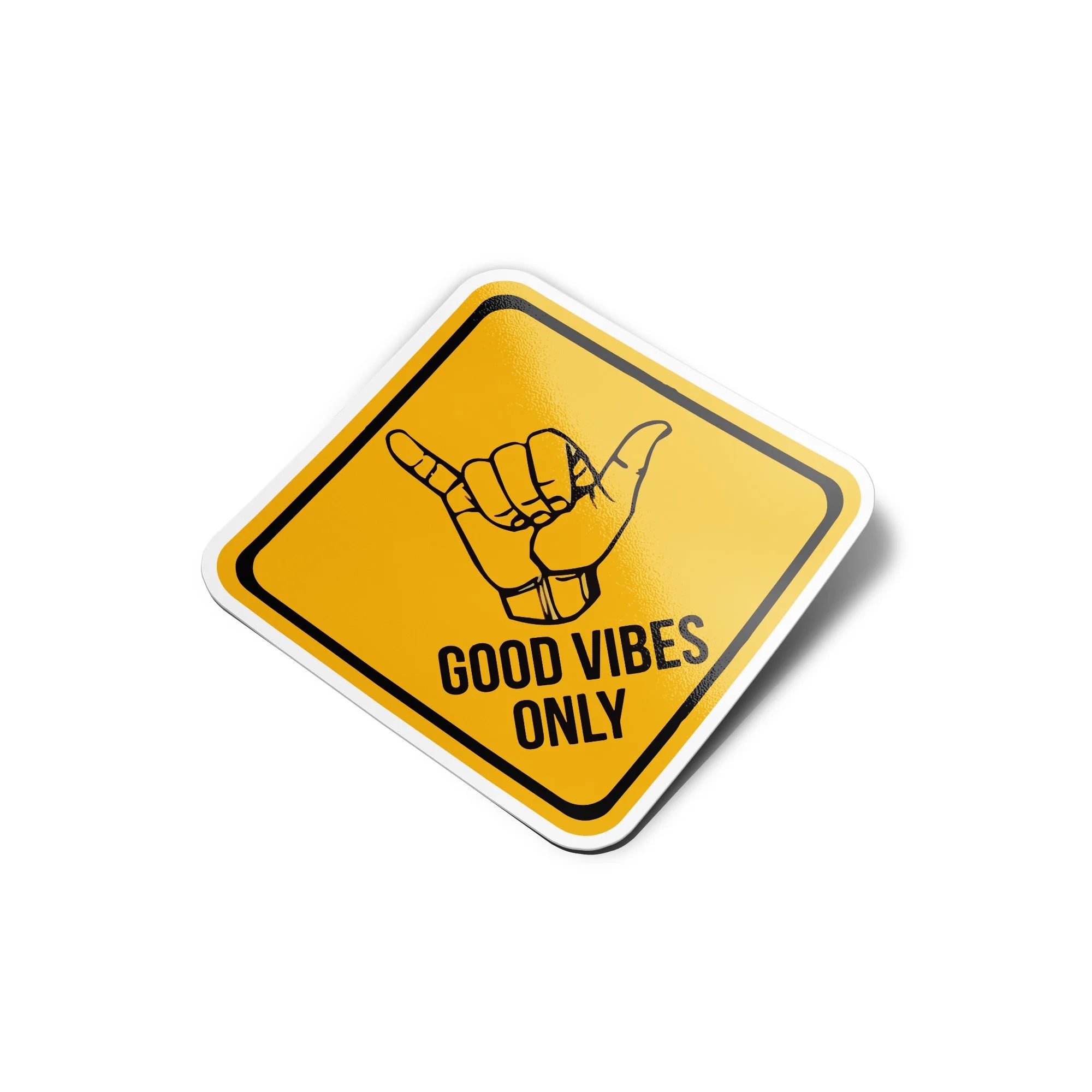 Sticker Vinyle - Panneau Attention Good Vibes Only - Signe Surf - Autocollant Résistant Eau & UV
