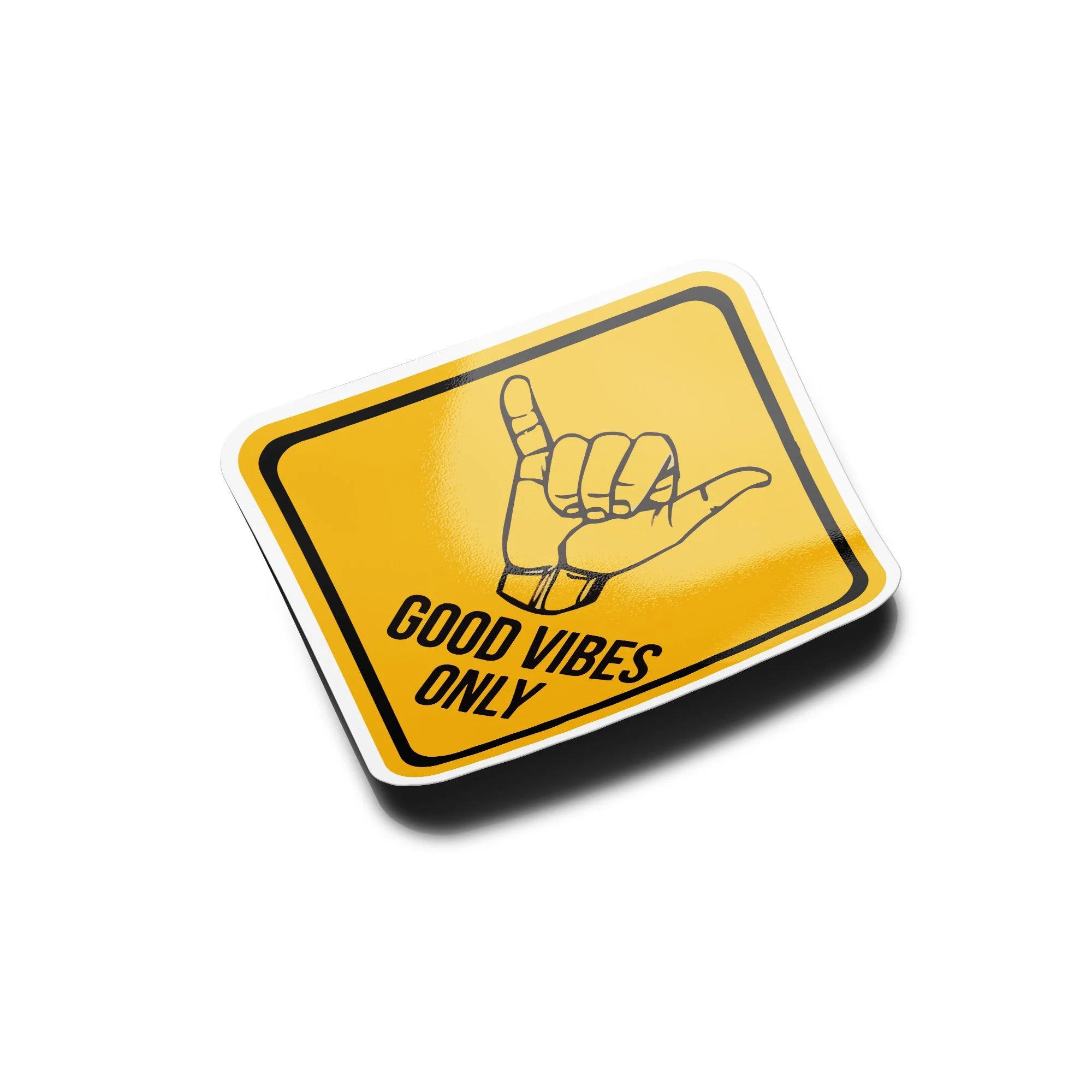 Sticker Vinyle - Panneau Attention Good Vibes Only - Signe Surf - Autocollant Résistant Eau & UV