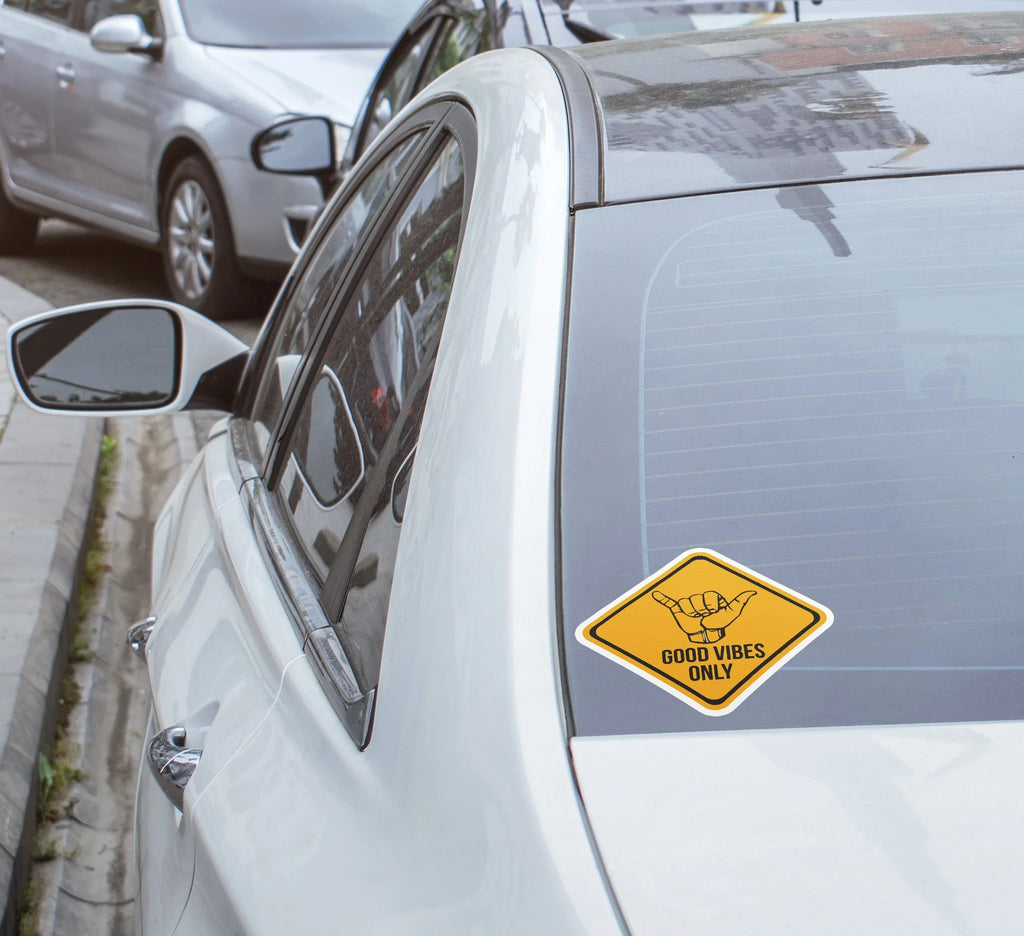 Sticker Vinyle - Panneau Attention Good Vibes Only - Signe Surf - Autocollant Résistant Eau & UV