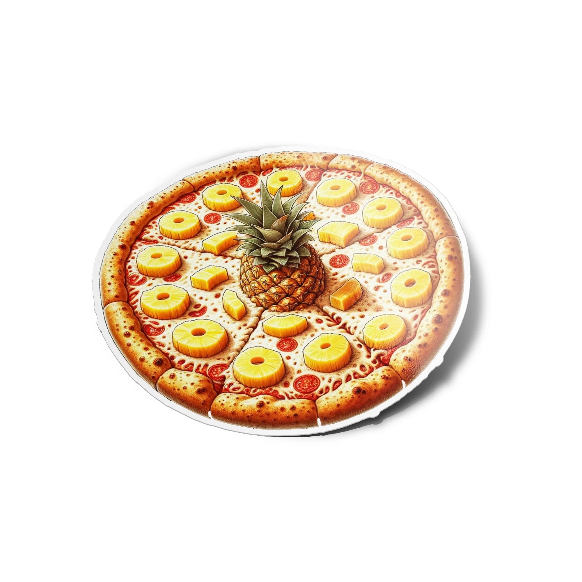 Sticker Vinyle Pizza Ananas - Fun Inspiration Japonaise, Déco Cuisine Unique, Résiste Eau & UV