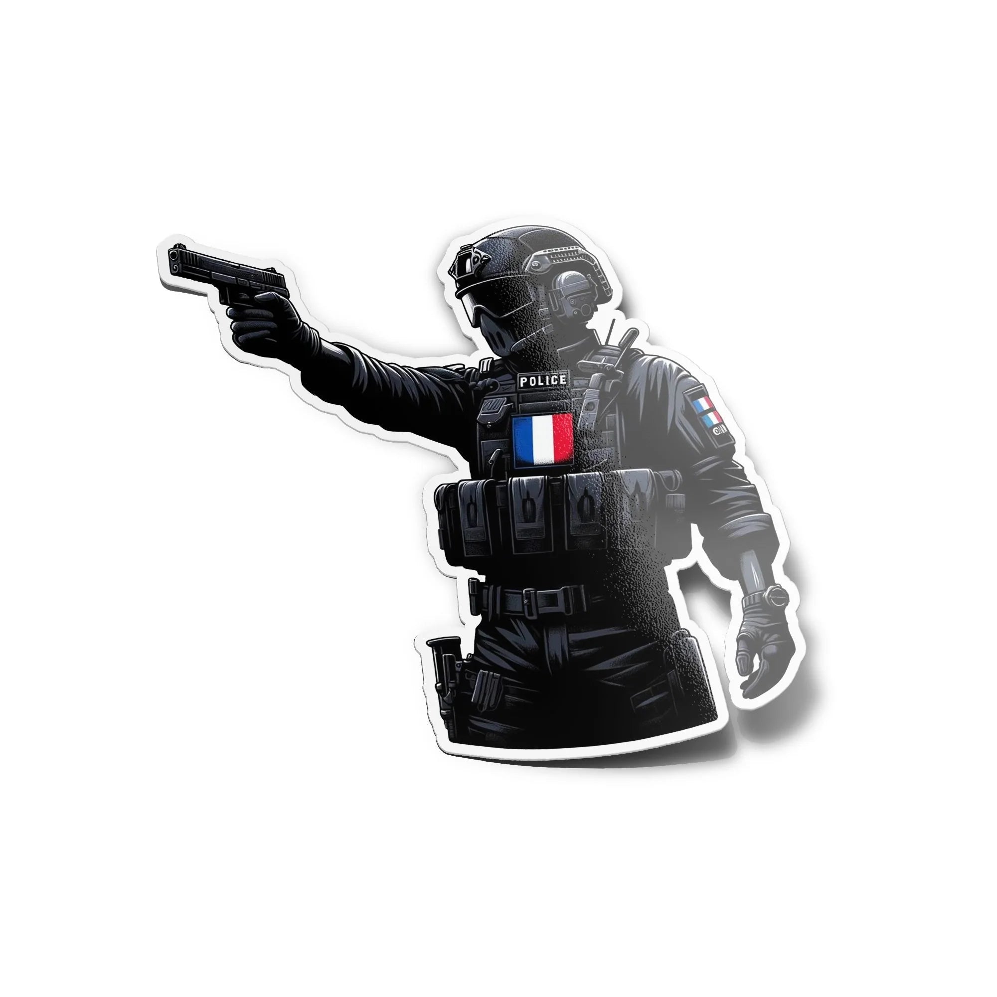 Autocollant Élite Police Française - Vinyle Résistant Eau/UV - Collection police drapeau