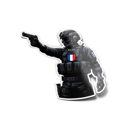 Autocollant Élite Police Française - Vinyle Résistant Eau/UV - Collection police drapeau