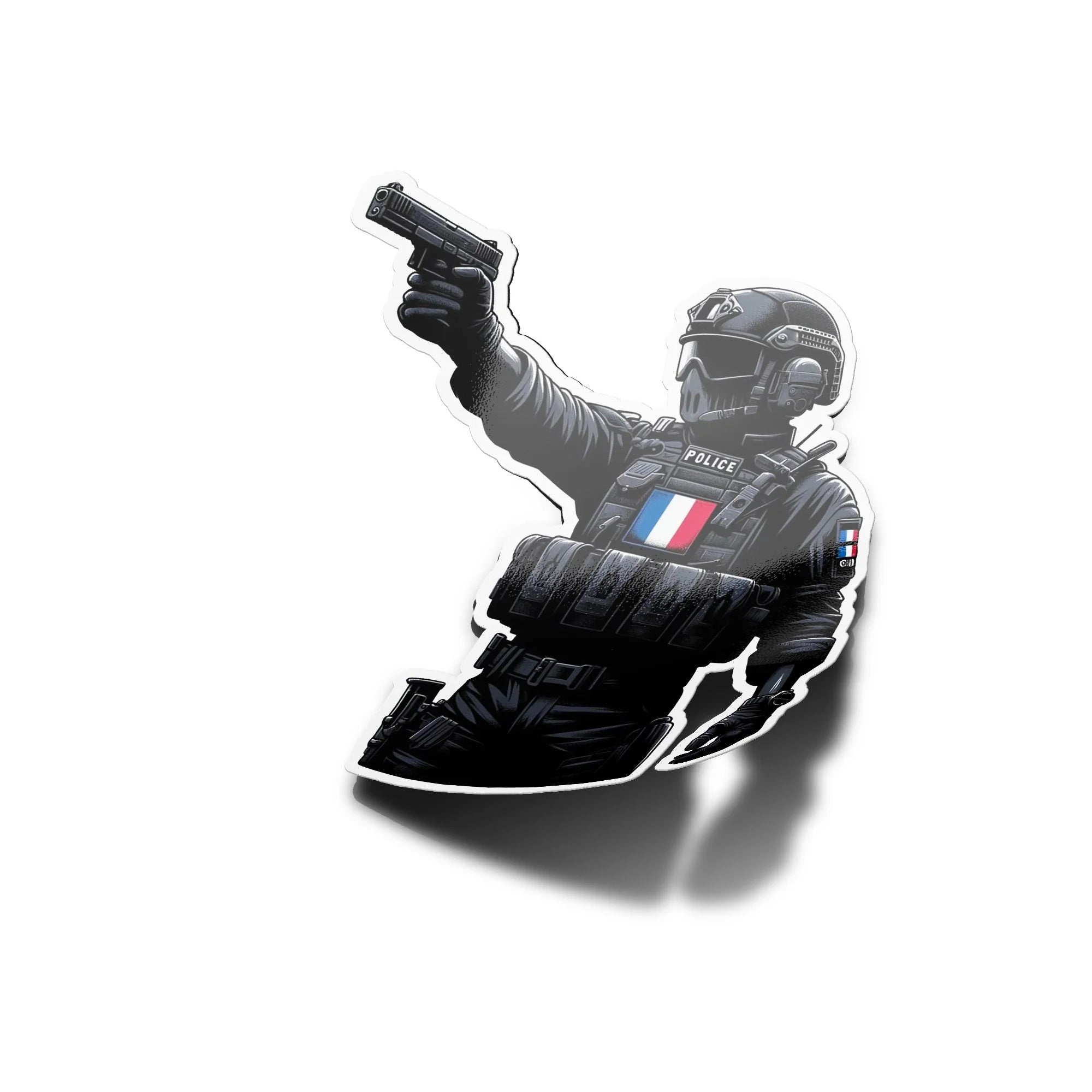 Autocollant Élite Police Française - Vinyle Résistant Eau/UV - Collection police drapeau