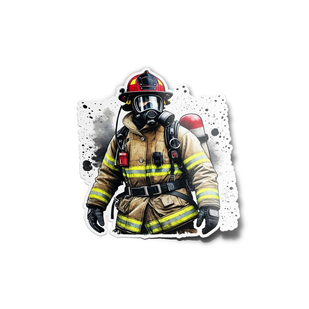 Sticker vinyle Pompier en tenue d'intervention - Autocollant résistant eau et UV - Héros du feu