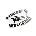 AUTOCOLLANTS Stickers refugees welcome antifa découpé à la forme vinyle resistant eau et UV qualité 9x6cm