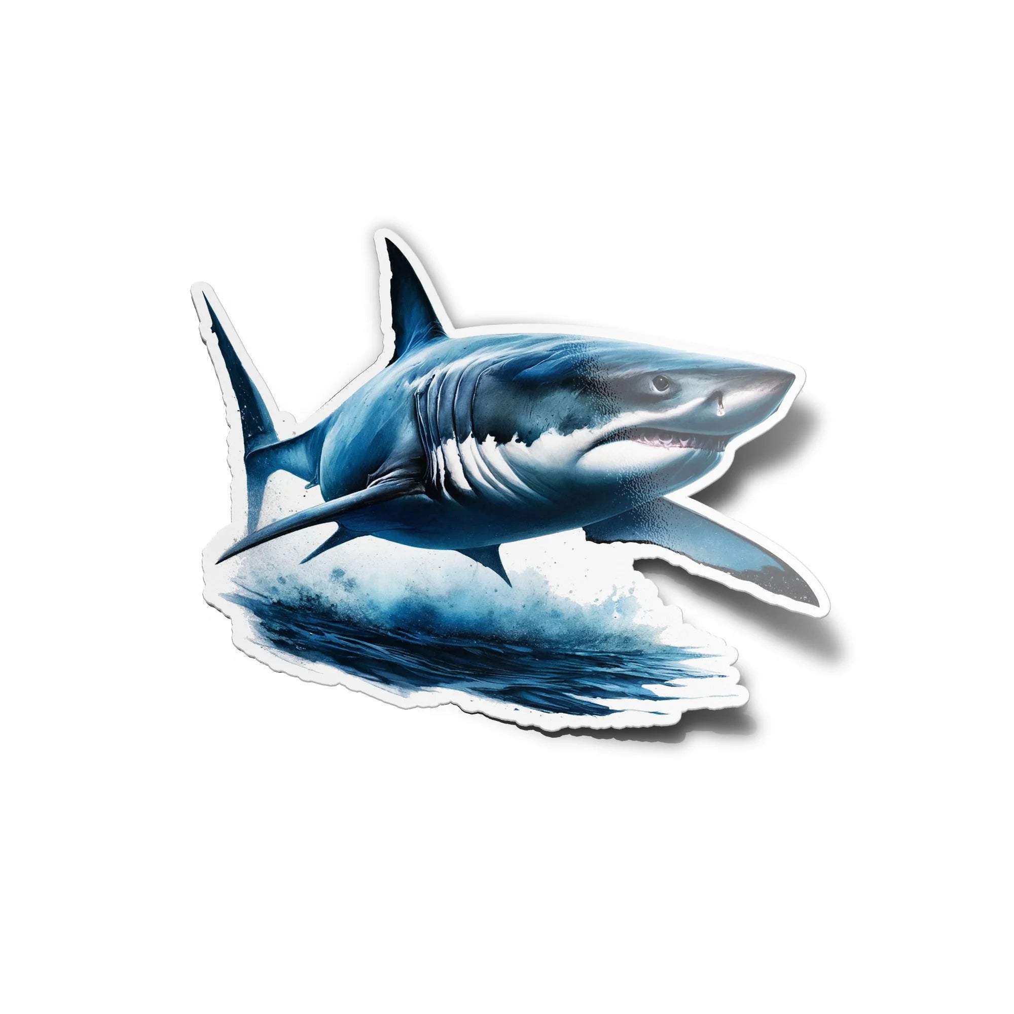 Sticker Vinyle Requin Blanc Puissant - Autocollant Découpé à la Forme, Résistant à l'Eau et aux UV